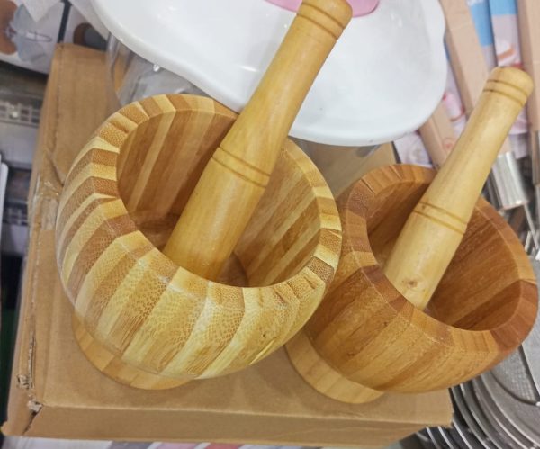 Wooden Pestle and Mortar For Crushing - Image 2